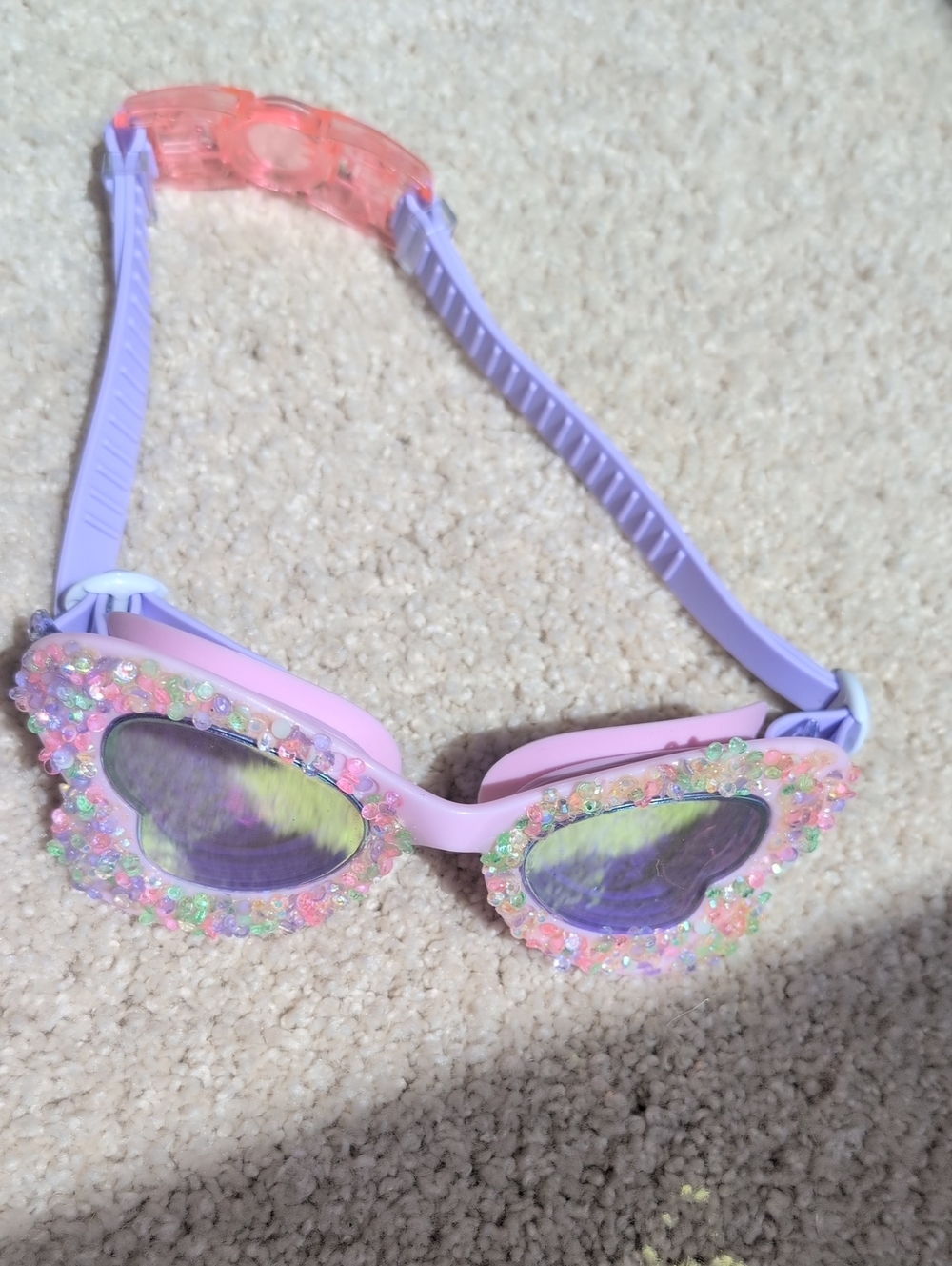 Kids Heart Mirror Swim Goggles in Pastel Pink & Lavender